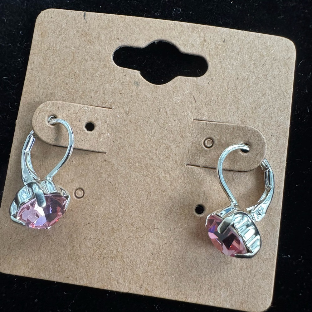 Michaelangelo Silver Plated Cubic Zirconia Light Pink Stud Earrings